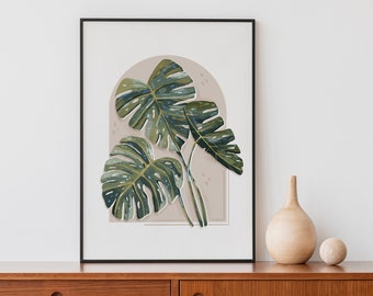 Monstera Leaf Art Print / Illustration / Cheeseplant / Monstera art / botanical art prints / by Anna Cheng