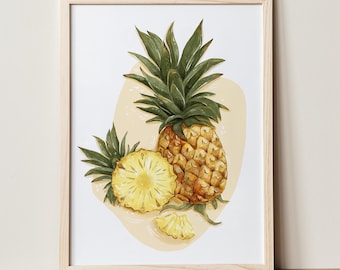 Pineapple Botanical Art Print / Tropical Art Print / Wall art / Art Poster / Kitchen art / Food illustration by Anna Cheng