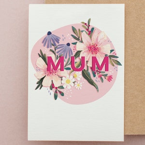 Moederdagkaart / moederkaart / unieke Moederdagkaart / blanco binnenkant / bloemen voor moeder / wenskaart voor moeder / eigentijdse kaart voor moeder