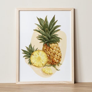 Pineapple Botanical Art Print / Tropical Art Print / Wall art / Art Poster / Kitchen art / Food illustration by Anna Cheng image 1