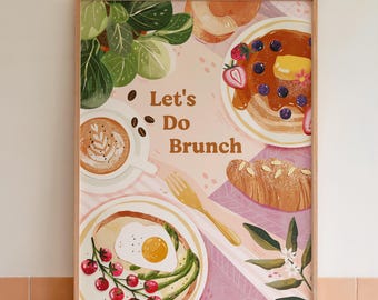Lámina artística de brunch: Decoración de cafetería y cocina gourmet