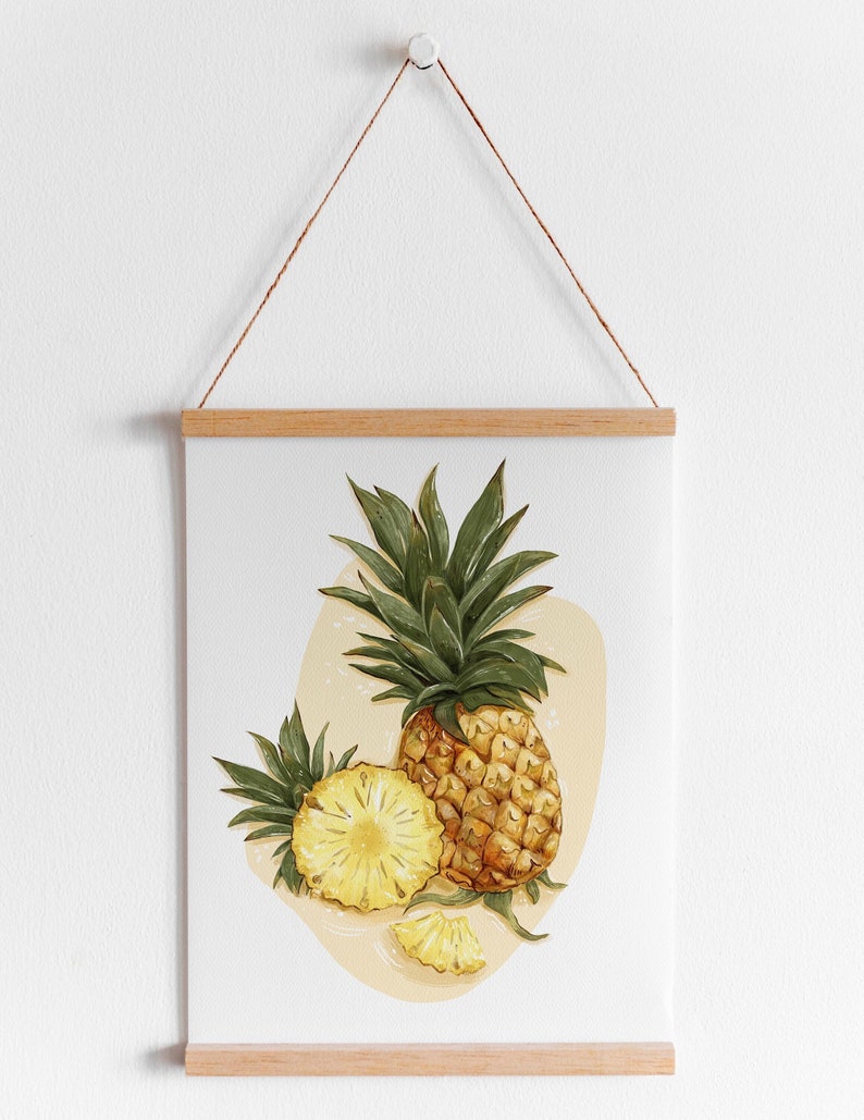 Pineapple Botanical Art Print / Tropical Art Print / Wall art / Art Poster / Kitchen art / Food illustration by Anna Cheng image 2