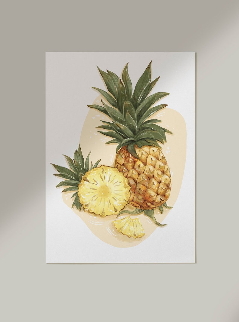 Pineapple Botanical Art Print / Tropical Art Print / Wall art / Art Poster / Kitchen art / Food illustration by Anna Cheng image 3