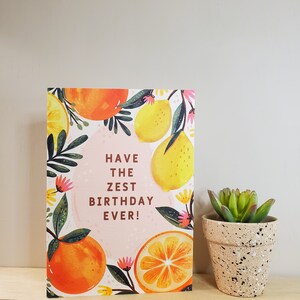 Have The Zest Birthday Ever 5x7 Tropical Fruits / Oranges And Lemons / Citrus / Illustrated Botanical Birthday Card image 6