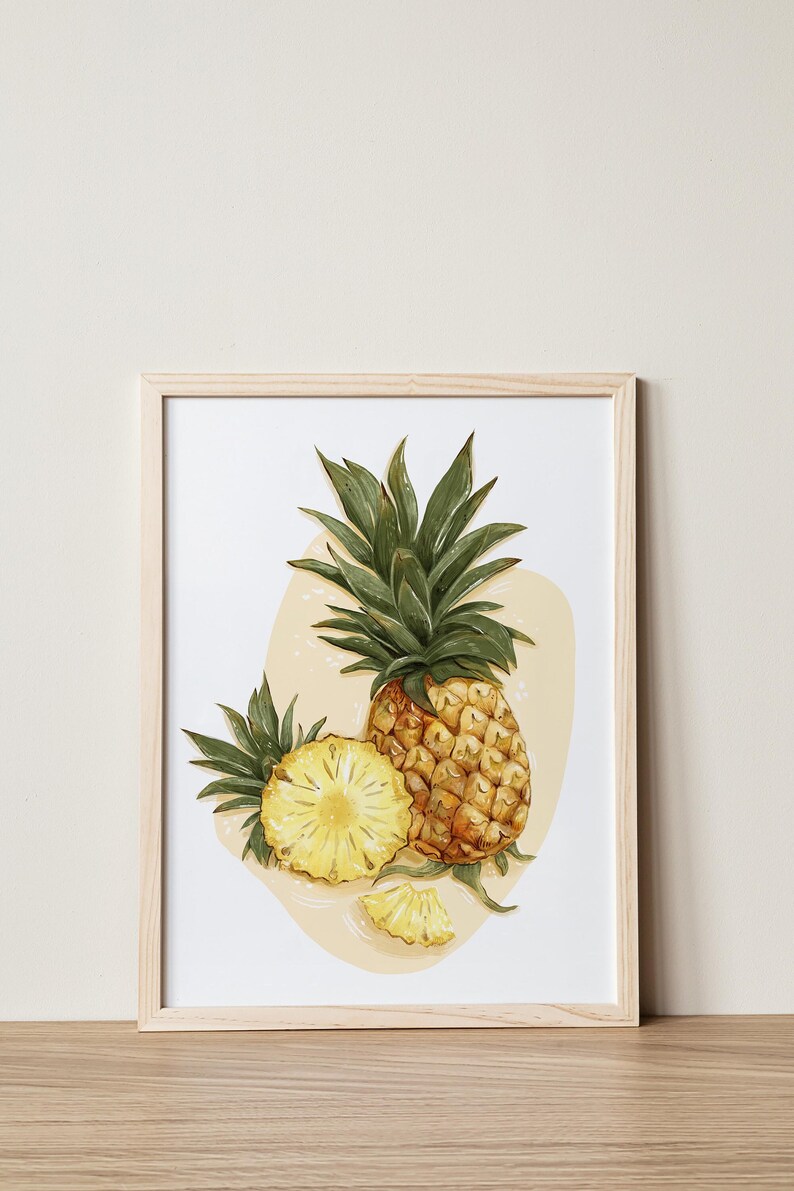 Pineapple Botanical Art Print / Tropical Art Print / Wall art / Art Poster / Kitchen art / Food illustration by Anna Cheng image 1