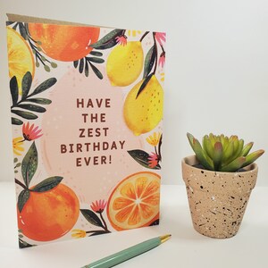 Have The Zest Birthday Ever 5x7 Tropical Fruits / Oranges And Lemons / Citrus / Illustrated Botanical Birthday Card image 5