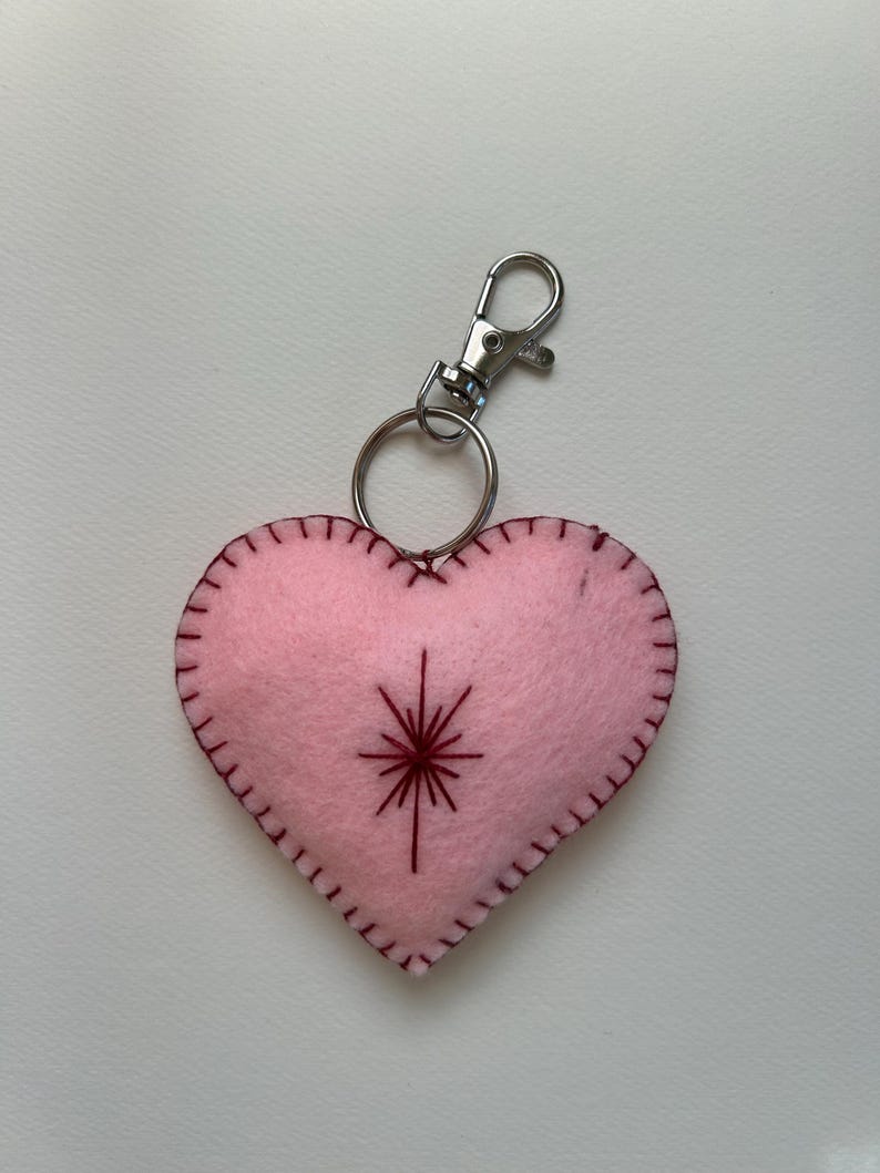 Handmade Felt Heart Keychain: Pink & Red Matching Keychains - Etsy
