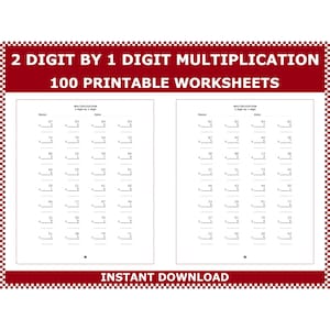 2 digit by 1 digit multiplication worksheets for daily practice to improve multiplication skills by ACMinimalist