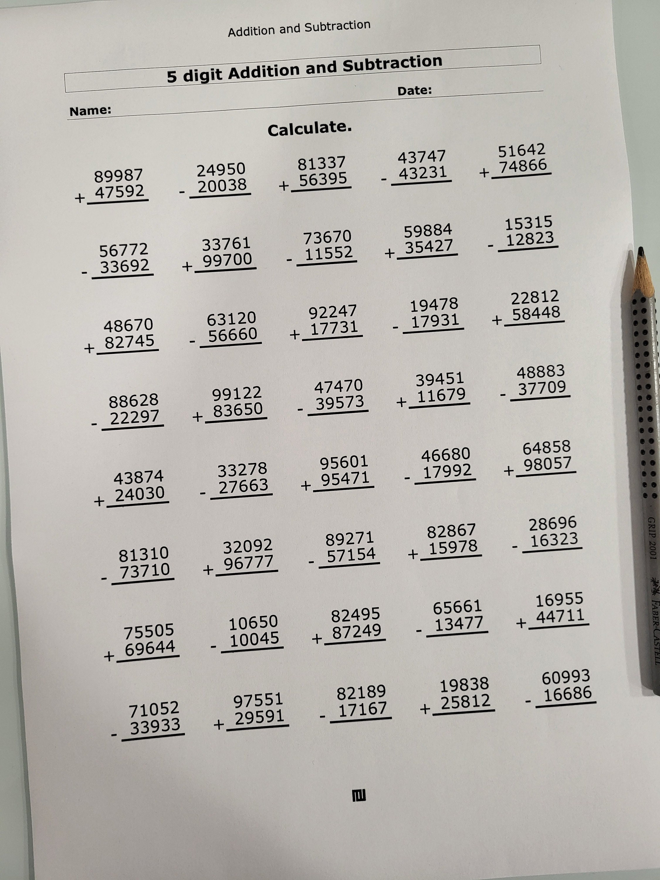 5 Digit Plus Minus 5 Digit Addition And Subtraction With Some 5 Digit Plus Minus 5 Digit Addition And Subtraction With Some
