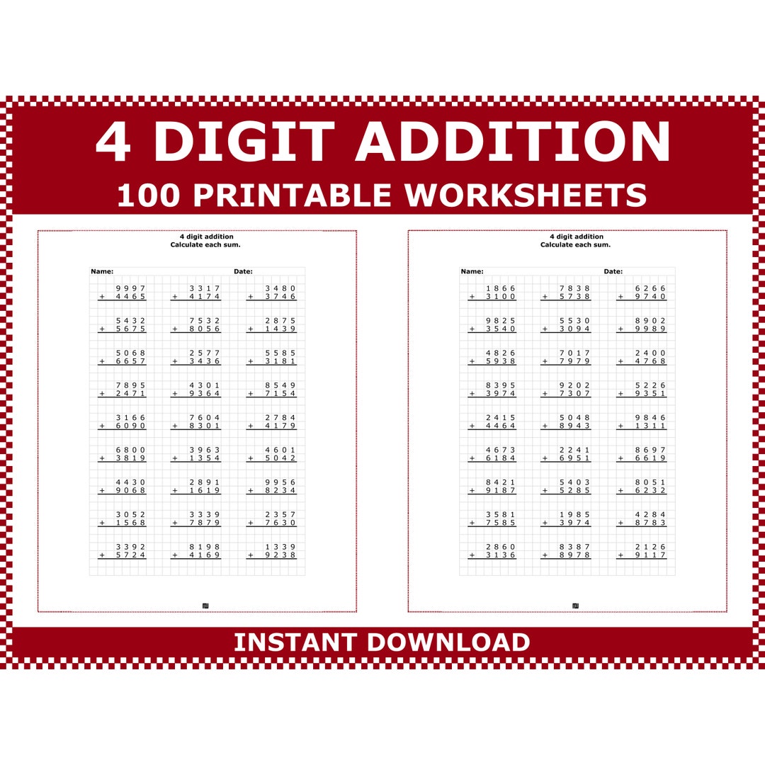 math worksheets for 4th grade adding