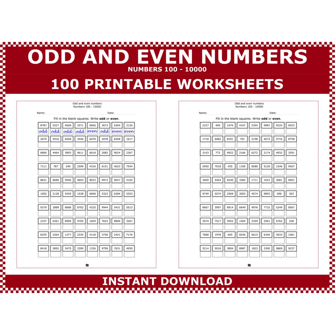 Odd and Even Numbers 100 to 10000. Odd or Even? Look the Number and ...