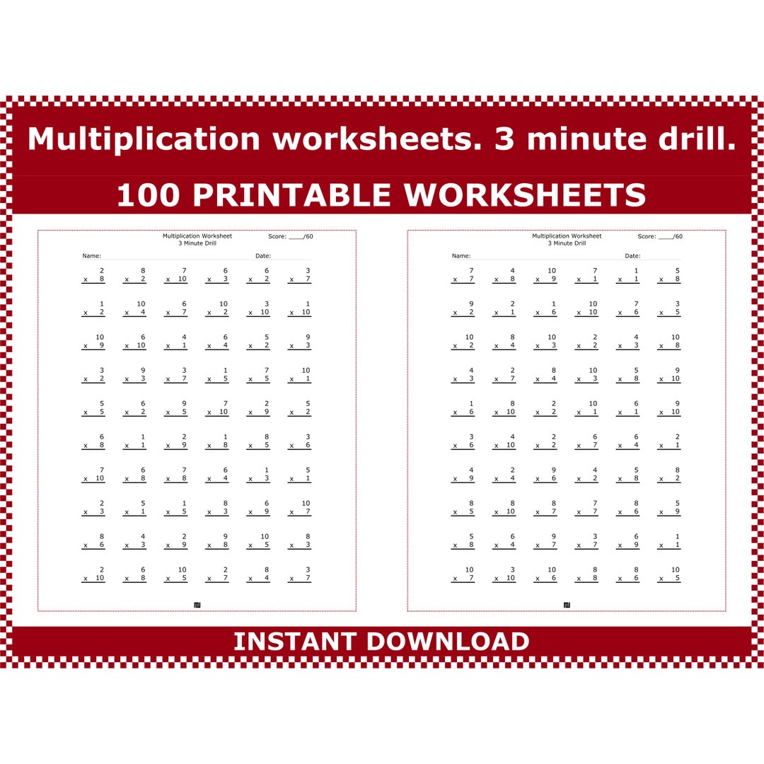 Multiplication Worksheets. 3 Minute Multiplication Drills. Multiplication Math Drills. 3rd, 4th Grade Multiplication Facts by Acminimalist - Etsy multiplication-worksheets-3-minute-multiplication-drills-multiplication-math-drills-3rd-4th-grade-multiplication-facts-by-acminimalist-etsy