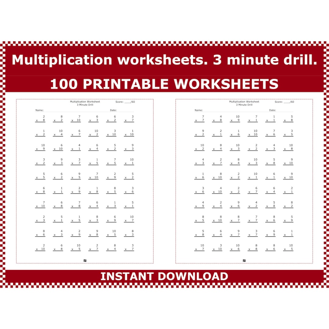 Grade 3 Multiplication Worksheets - free & printable