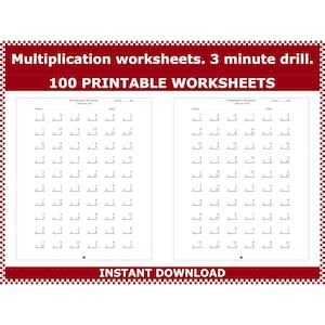 Werkbladen voor vermenigvuldigen. Vermenigvuldigingsoefeningen van 3 minuten. Wiskundige oefeningen voor vermenigvuldigen. Vermenigvuldigingsfeiten voor 3e en 4e leerjaar door ACMinimalist