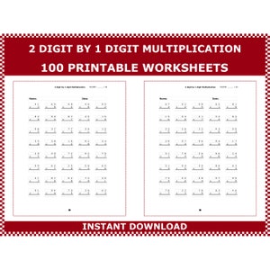 Multiplying 2 digit by 1 digit numbers for daily practice to improve multiplication skills. Multiplication drills by ACMinimalist