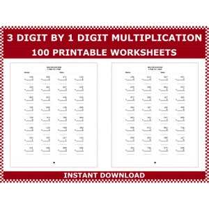 Multiply in columns: 3 digit by 1 digit number. Math multiplication worksheets for 4th graders by ACMinimalist