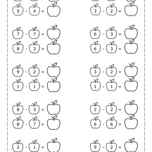 Subtraction Worksheets. 1 Digit Minus 1 Digit Subtraction. Single Digit ...