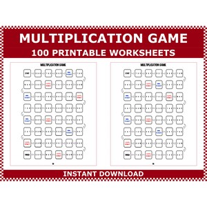 Multiplication Game: 100 Printable Math Worksheets (PDF)