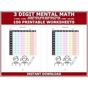 3 digit mental math worksheets for homeschooling. Mentally adding and subtracting 3 digit numbers by ACMinimalist