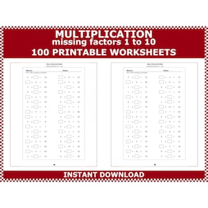 Multiplication Missing Factors 1-10 Worksheets (PDF)