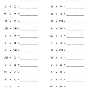 Multiplication Using Roman Numerals. Multiplying Roman Numerals