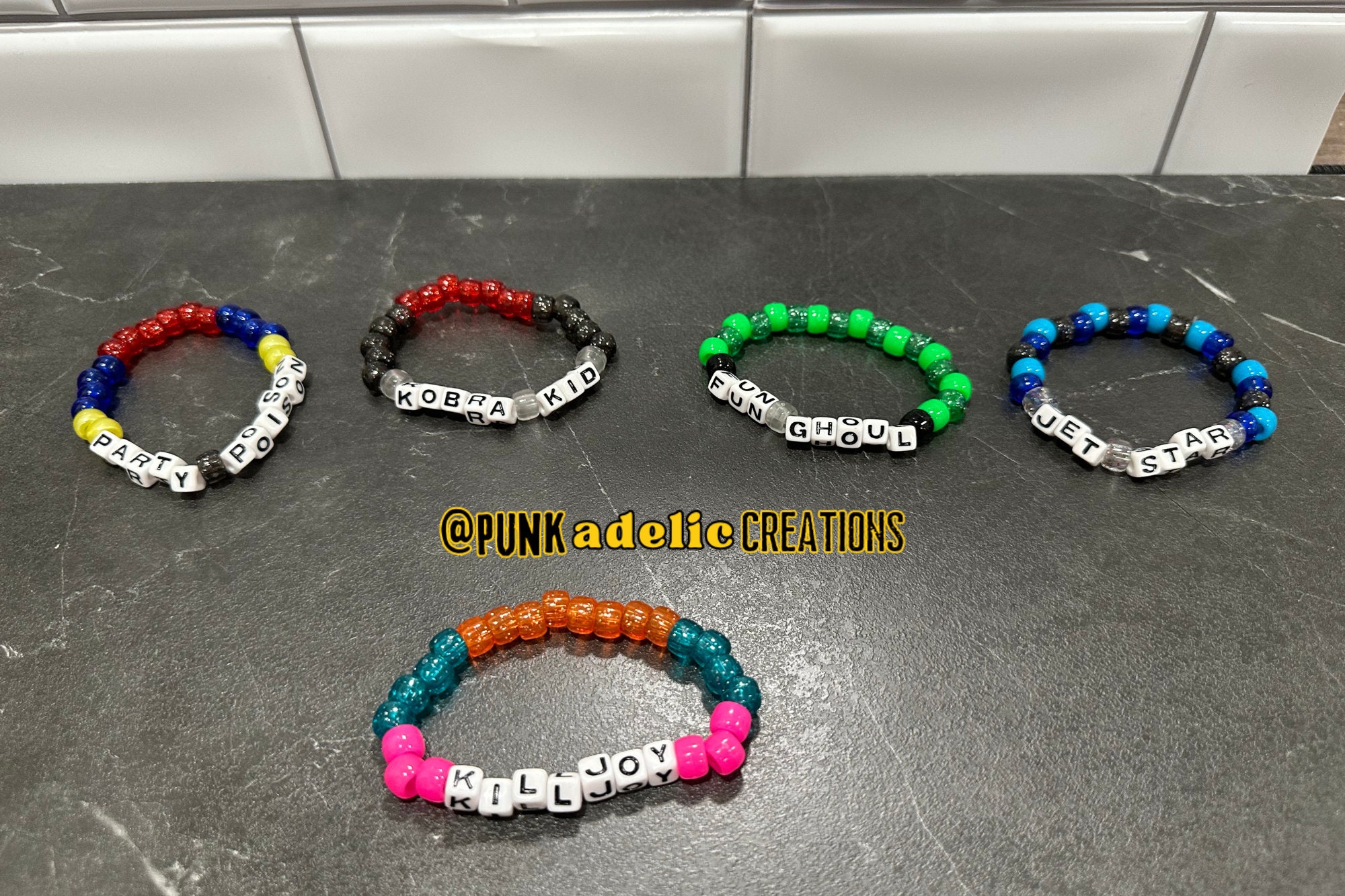 My Chemical Romance Friendship Bead Bracelets, MCR Danger Days Bracelets, Matching Bracelets, Trading Bracelets, Emo Accessories, Pony Beads