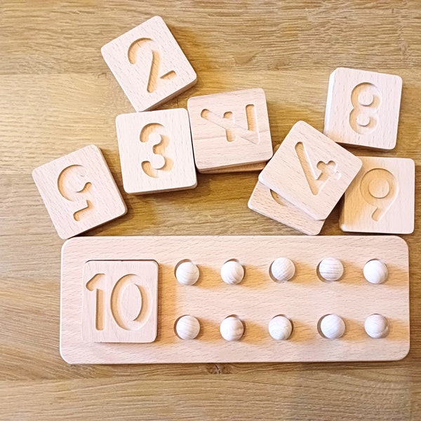Montessori-Zahlenlegetafel/ Montessori-Lernmaterial / Zahlen lernen / Lernspielzeug / Waldorf-Spielzeug