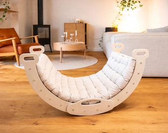 Handmade Montessori climbing arch set with cuddly cushion