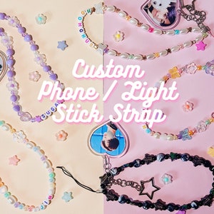 Custom KPOP Light Stick Strap / Phone Strap w/ Photo || bts, txt, enhypen, svt, twice, boynextdoor, stray kids, nct, ateez, &more!