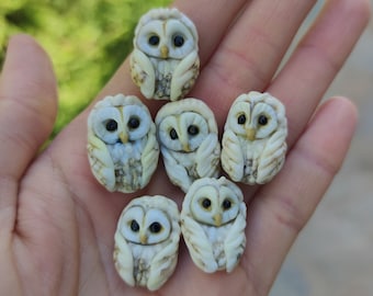5pc Owl bead Lampwork glass beads jewelry making Owl face wing beads Focal lampwork bead necklace porclain animal bird caboshon Owl cabochon