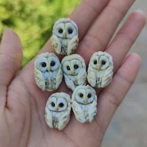 5pc Owl bead Lampwork glass beads jewelry making Owl face wing beads Focal lampwork bead necklace porclain animal bird caboshon Owl cabochon