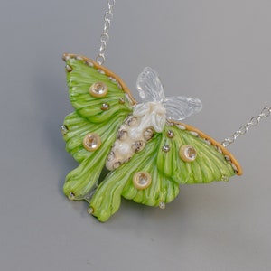 Luna moth custom butterfly necklace or brooch, Luna Moth glass pendant , personalized butterfly jewelry ,  butterfly charm