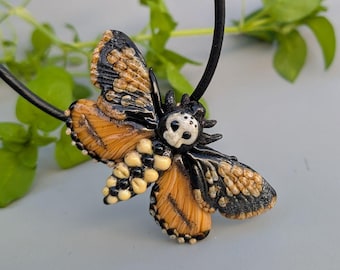 Gothic jewelry butterfly necklace goth jewelry chooker Death&#39;s head moth necklace haloween jewelry gift for goth girlfriend friend birthsday