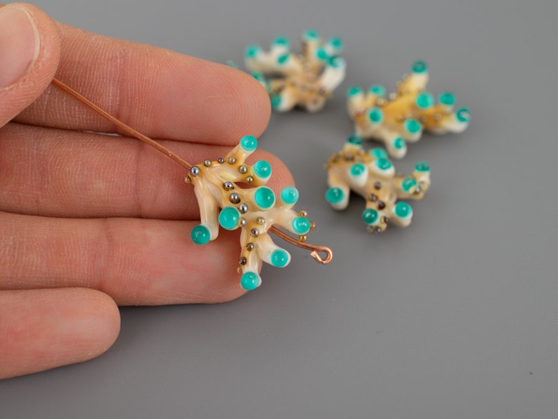 Perles de verre corail turquoise chalumeau perles de verre fabrication de bijoux boucles d'oreilles coraux de mer perles bracelet en verre fait main perles fabrication de bijoux image 1