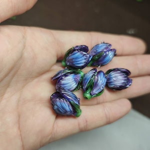 1pc Pink Flower glass beads for jewelry making Lampwork glass beads flower beads for earrings bracelet Murano glass beads jewelry supplies