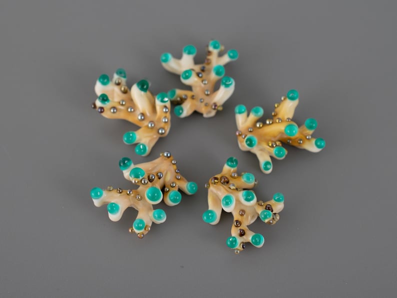 Perles de verre corail turquoise chalumeau perles de verre fabrication de bijoux boucles d'oreilles coraux de mer perles bracelet en verre fait main perles fabrication de bijoux image 3