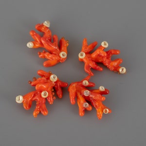 1 pc Coral Glass beads Handmade Lampwork beads for jewelry making Orange sea corals for earrings Beads for bracelet DIY kit for jewelry