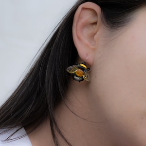 Cottagecore bee earrings for women image 6