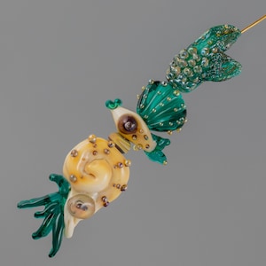 Glass bead set for jewelry making, DIY kit jewelry making supplies, sea glass octopus ammonite beads handmade