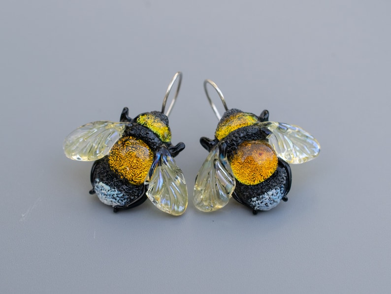 Cottagecore bee earrings for women image 5