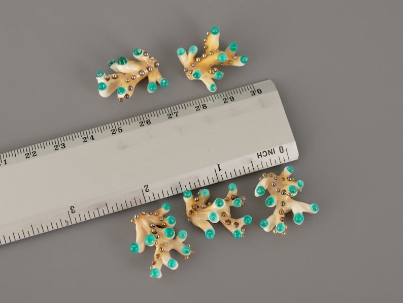Perles de verre corail turquoise chalumeau perles de verre fabrication de bijoux boucles d'oreilles coraux de mer perles bracelet en verre fait main perles fabrication de bijoux image 4