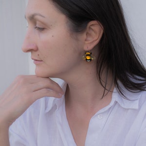 Cottagecore bee earrings for women image 4
