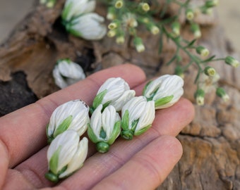 Lampwork-Streifen, 1 Blumen-Schmuck für Ihr Zuhause, weiße Blumen-Knöpfe für einfache Arbeiten, Basteln, Heimwerken, Heimwerken