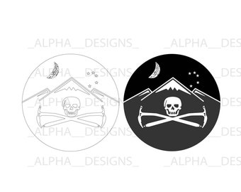 Skull Mountain Climber svg Digital Download - Mountains, Crossed Ice Picks, Military, Marines, Army, Air force, Navy
