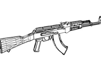 AK 47, SVG file for use in engraving and other applications, vector, military, rifle