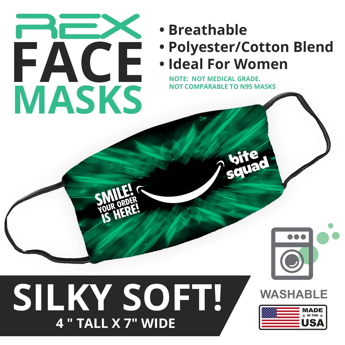 Bite Squad Delivery Face Mask Cover Multiple Sizes Etsy