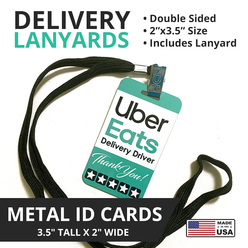 Uber Eats ID Lanyard Card with Lanyard Double Sided Etsy