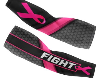 Breast Cancer Awareness "FIGHT" Pink Arm Sleeve (Multiple Sizes Available)