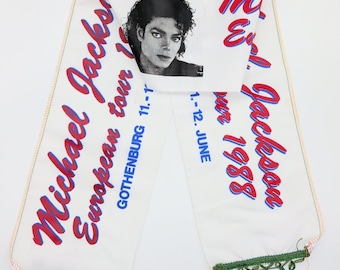 Bufanda vintage de la gira de Michael Jackson de 1988, artículo raro de los años 80.