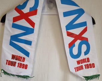 Bufanda de gira INXS, mercancía sin usar de los años 90, bandana vintage con estampado de pancarta serigrafiada, rara